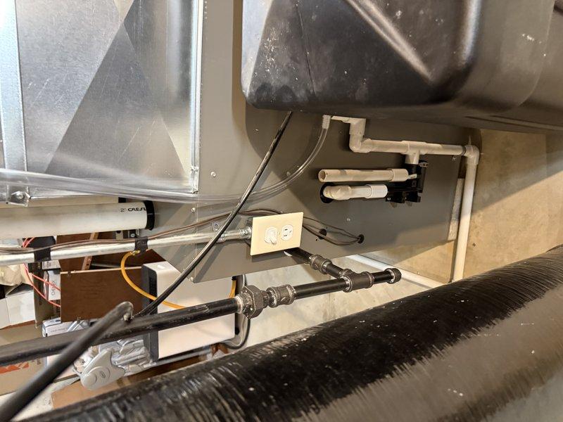 Completed installation of Lennox EL297V 110K BTU furnace. Installed approximately 25ft of new 3" PVC venting. Reused existing media filter, return ductwork, and thermostat. Verified proper leveling of unit and inspected all connections to ensure correct installation of condensate lines and venting system.