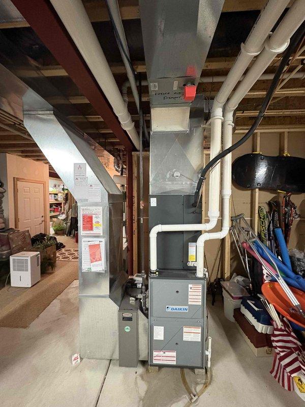 Responded to call back for Daikin HVAC system that was reported leaking following routine maintenance. Upon inspection, identified a loose condensate hose as the source of the leak. Properly reattached and secured the condensate drain line to resolve the issue.