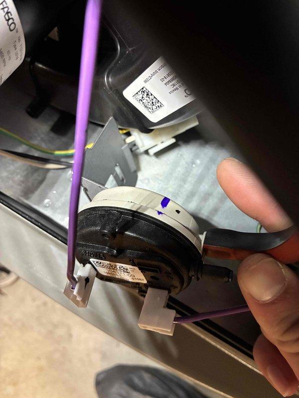 Responded to callback on recent installation that stopped running. Inspected thermostat wiring connections and verified proper terminal alignment (Y, G, W, R). Identified and adjusted pressure switch settings that had caused system shutdown. System now operational and functioning properly.