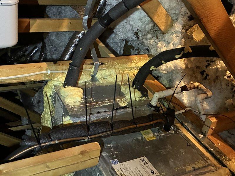 Performed initial monthly maintenance inspection on boiler system for new homeowner. Educated customer on proper operation of the boiler heating system. Inspected attic area containing multiple piping runs, examining insulation integrity around distribution lines. Documentation and payment information collected for Comfort Care Club enrollment.