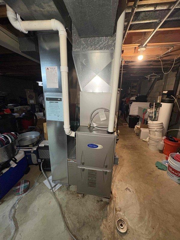 Performed scheduled monthly furnace maintenance under CCC Quality Plan. Completed standard furnace tune-up and inspection of Carrier unit located in basement. Advised customer of need for 16x25x4 filter replacement and offered replacement service.