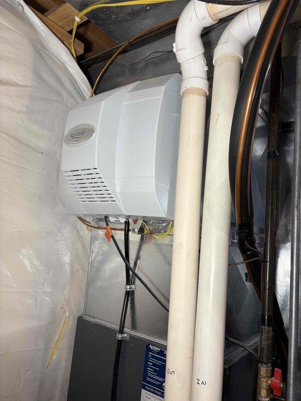 Performed annual furnace maintenance including installation of new 16x25x1 filter and replacement of door safety switch. Inspected Daikin furnace system with Aprilaire humidifier and verified proper operation of all components. System is now operating correctly with all safety features functional.