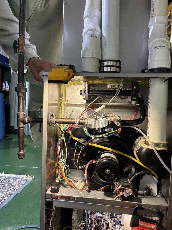 Diagnosed intermittent heating issue on aging furnace that had been previously serviced. Performed gas valve inspection and testing of electrical components with multimeter. Identified and replaced faulty flame sensor which was causing system to cycle improperly, restoring normal heat operation.