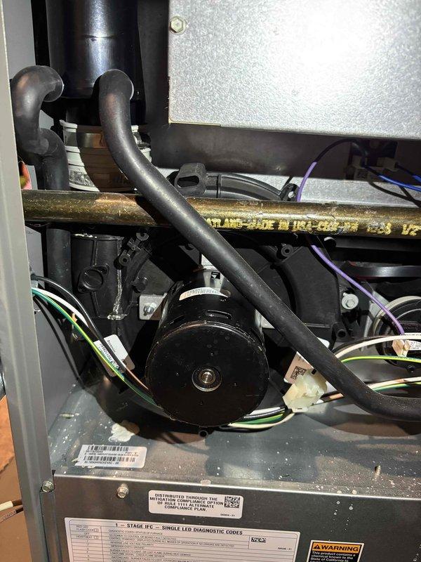 Diagnosed 2018 Lennox furnace producing abnormal humming noise. Inspection revealed failed bearings in the inducer motor assembly. Ordered replacement inducer motor to restore proper operation and eliminate noise issue.