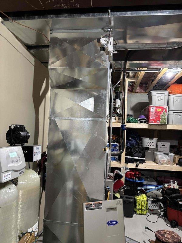 Performed annual maintenance on Premium Plan agreement. Inspected first floor furnace and determined unit is non-operational. Provided customer with both part replacement options and complete furnace replacement recommendations. Documented condition of ductwork, connections, and surrounding utility area with photos.