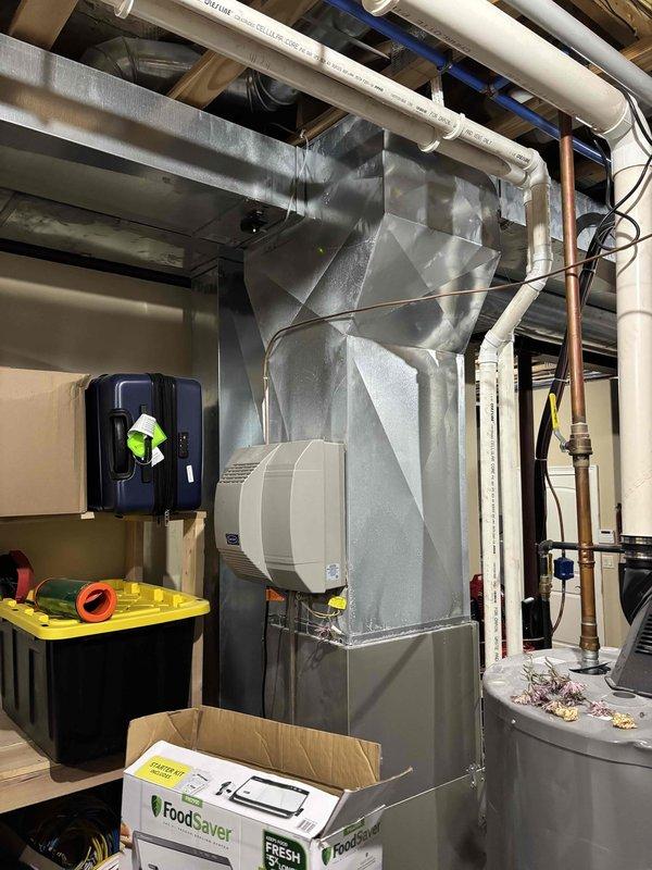 Performed annual maintenance on Premium Plan agreement. Inspected first floor furnace and determined unit is non-operational. Provided customer with both part replacement options and complete furnace replacement recommendations. Documented condition of ductwork, connections, and surrounding utility area with photos.