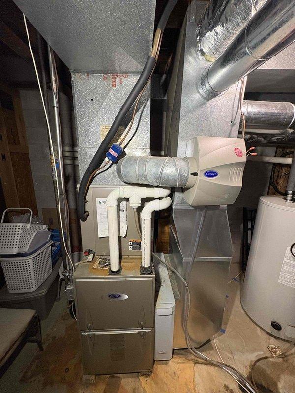 Responded to no heat call with fault code 23 (LPS) on aging Carrier system. Diagnosed failing inducer motor as root cause. Customer reported intermittent operation after resets and suspected possible airflow restrictions from closed returns and potential obstructions in intake. Replaced entire furnace due to age and condition of unit.