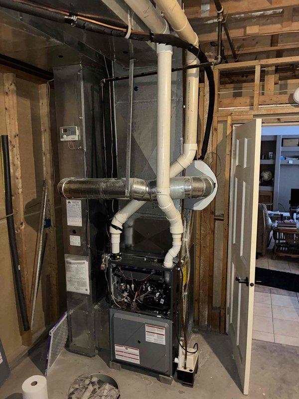 Responded to no heat complaint where system was not reaching second stage operation. Upon inspection, found heavily soiled air filter restricting airflow and causing ice buildup at the filter housing. Replaced filter and verified proper two-stage heating operation, restoring temperature to customer's desired 76°F setpoint.