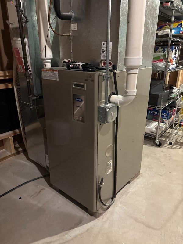 Responded to no-heat call for a Carrier Comfort 92 Ultra Efficient gas furnace (10+ years old). Diagnosed issue as restricted airflow due to clogged filter. Restored proper system operation by replacing the dirty filter.
