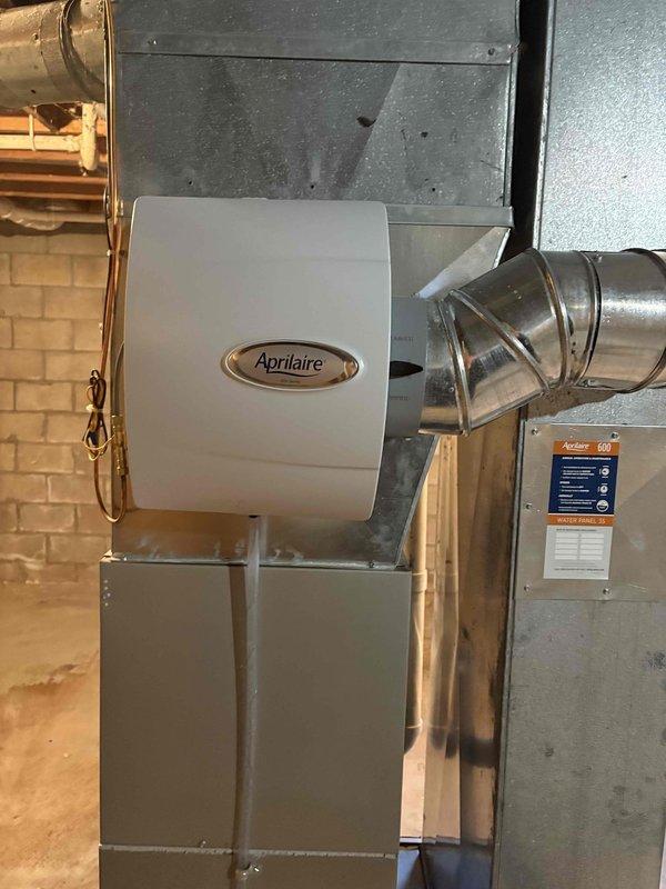 Performed annual furnace maintenance under CCC Quality Plan on Carrier unit. Completed standard tune-up procedures and identified weakened heat exchanger during inspection. Customer has been provided with equipment replacement options. System includes Aprilaire 600 humidifier which was also inspected during service.