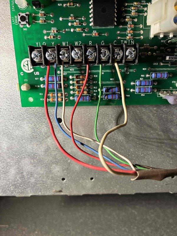 Replaced faulty gas valve on heating unit under parts warranty only (labor not covered due to lack of regular maintenance). System wiring and control board were inspected during service, with proper connections verified across all terminal points. Photographic documentation of the replacement and system components was taken for service records.