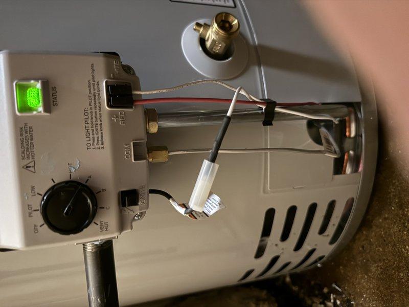 Successfully installed a new 40-gallon Bradford water heater with proper copper pipe connections and shut-off valve. Completed all necessary electrical connections to the control panel, ensuring proper function of the status indicator and temperature controls. Applied extended warranty sticker to unit as required.