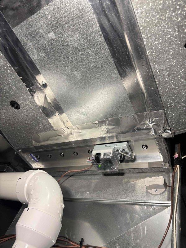 Performed annual furnace tune-up service under CCC Quality Plan. Inspected zone control system and damper functionality, verifying proper operation of Zone 1 control board with green indicator light functioning normally. Examined ductwork connections and insulation integrity throughout system. Noted customer requires replacement of 16x25x1 filter, which was recommended for optimal system performance.