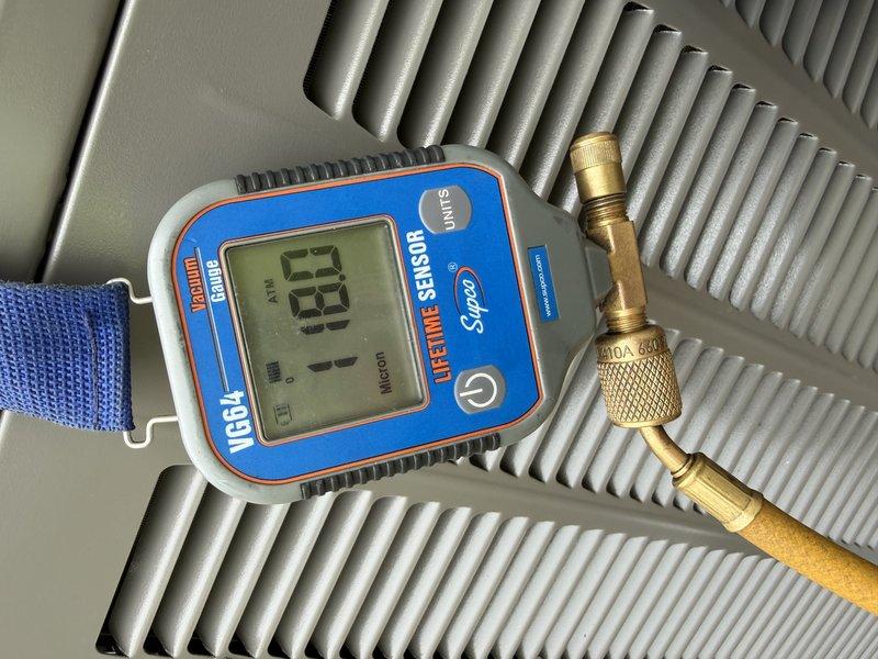 Completed full system installation including SLP99 70K furnace, EL15KC1 2.5 ton AC unit, 30/36C cased coil, and S40 thermostat. Reused existing return drop and solid core PVC, repositioned 6" supply to plenum side with necessary patching, and replaced 35ft of refrigeration lines in open basement ceiling. System was properly vacuum tested and installed to manufacturer specifications.