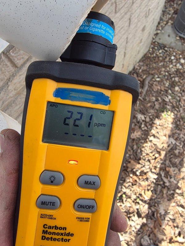 Performed furnace tune-up maintenance and detected critical carbon monoxide levels (221 ppm) indicating a failing heat exchanger. Documented floor register condition for future replacement quote after customer's planned carpet installation; recommended professional duct cleaning due to possible contamination.