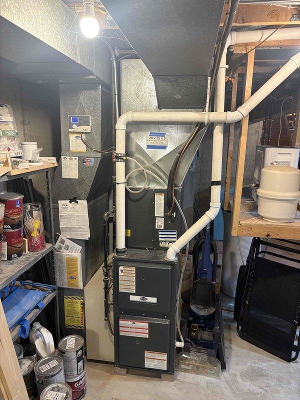 Diagnosed no-heat issue on 7-year-old system; identified failing inducer motor as root cause. Ordered replacement part for upcoming repair. Documented equipment specifications for both furnace and AC unit to establish maintenance program for this new customer.