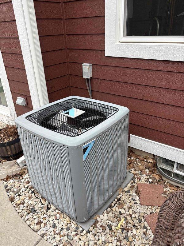 Completed annual furnace maintenance and tune-up on Daikin HVAC system under CCC Quality Plan agreement. Performed comprehensive inspection of indoor furnace unit and outdoor condenser, verified all components operating within normal parameters, and installed new 16x25x4 air filter. System found in good working condition with no deficiencies noted.