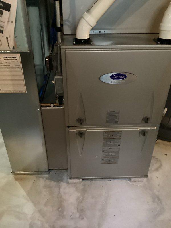 Completed prepaid monthly maintenance visit on Carrier furnace system. Performed comprehensive clean and check procedure including inspection of all major components, burner assembly, heat exchanger, blower motor, electrical connections, and safety controls. Replaced 20x25x4 air filter as part of routine maintenance. All equipment operating within normal parameters with no deficiencies noted. System tested and confirmed functioning properly.