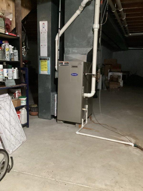 Completed annual preventative maintenance on residential Carrier HVAC system under prepaid quality plan. Performed comprehensive clean and check of air conditioning unit, including inspection of indoor furnace component in basement and outdoor condenser unit. Replaced 16x25x1 air filter. Conducted full system operational test with all components functioning within normal parameters. No deficiencies or repairs required at this time.