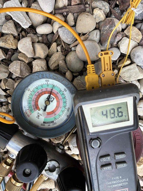 Completed prepaid annual air conditioning maintenance inspection per service agreement. Performed comprehensive system diagnostics including refrigerant pressure and temperature measurements. Verified R-410A refrigerant charge levels using manifold gauges and digital thermocouple thermometer. Current superheat reading measured at 9°F, below the recommended 19°F target for non-TXV system, indicating adequate refrigerant charge. All system parameters found to be within acceptable operating range. Unit operating properly with no issues identified at this time. Recommended continuing regular preventive maintenance schedule to ensure optimal system performance and longevity.