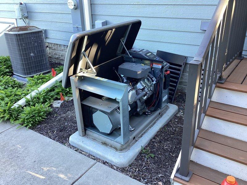 Completed preventative maintenance on 2022 Kohler standby generator at residential property. Unit had been running on weekly test cycles and successfully operated for 48 hours during a recent power outage. Performed comprehensive PM inspection including engine oil and filter service, air filter inspection, spark plug evaluation, battery load test, coolant level check, and fuel system inspection. Verified proper operation of natural gas supply system and connections. Tested automatic transfer switch functionality and confirmed proper voltage output under load. Inspected all electrical connections, control panel operation, and safety systems. Unit passed all operational tests and is functioning within manufacturer specifications. Generator and transfer switch are ready for automatic operation during future power outages.