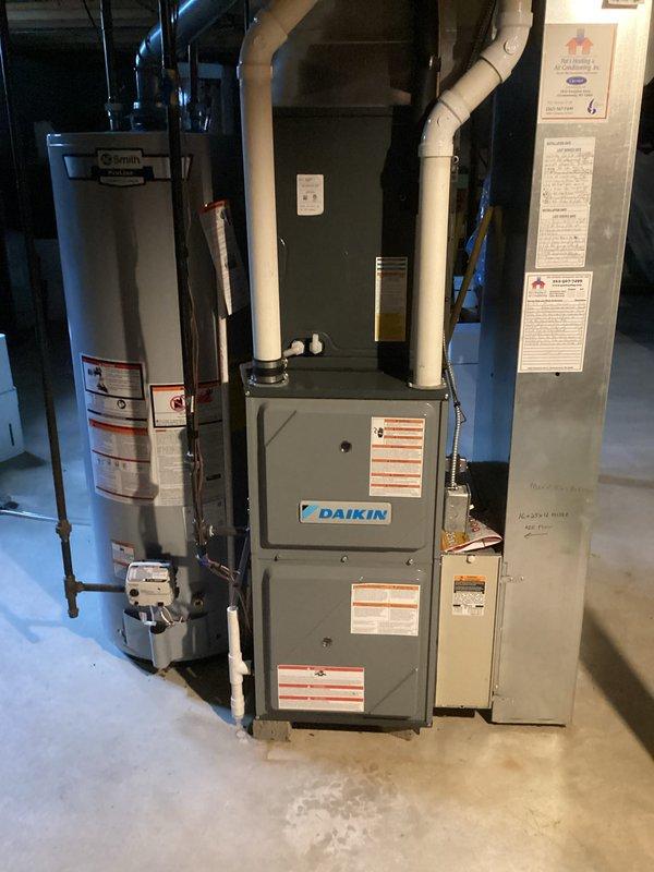 Completed annual AC clean and check service under CCC Quality Plan. Inspected Daikin indoor air handler and outdoor condenser unit, verifying proper operation of all components. Replaced 16x25x4 filter #35. Performed comprehensive system evaluation including electrical connections, refrigerant levels, airflow, and condensate drainage. Cleaned condenser coils and cleared vegetation around outdoor unit for optimal airflow. All equipment operating within normal parameters with no issues identified.