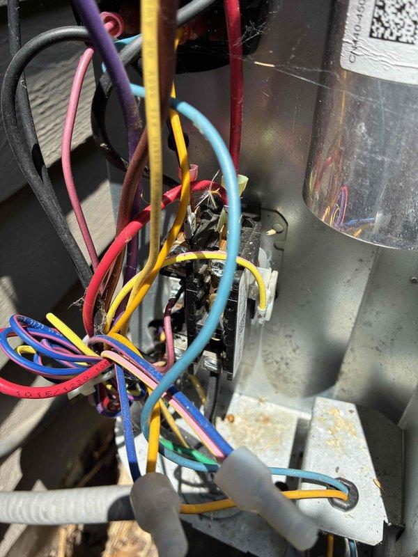 # HVAC Service Report

Responded to no cooling complaint on unit that had not received preventative maintenance this year. Upon arrival, performed comprehensive system diagnostics using CoreSense compressor monitoring system. Inspected electrical connections, contactor assembly, and capacitor for proper operation and signs of deterioration. Evaluated wiring harness integrity and terminal connections, noting age-related discoloration on some components. Documented existing conditions of control panel components and compressor electrical system. System assessed and customer advised of findings.