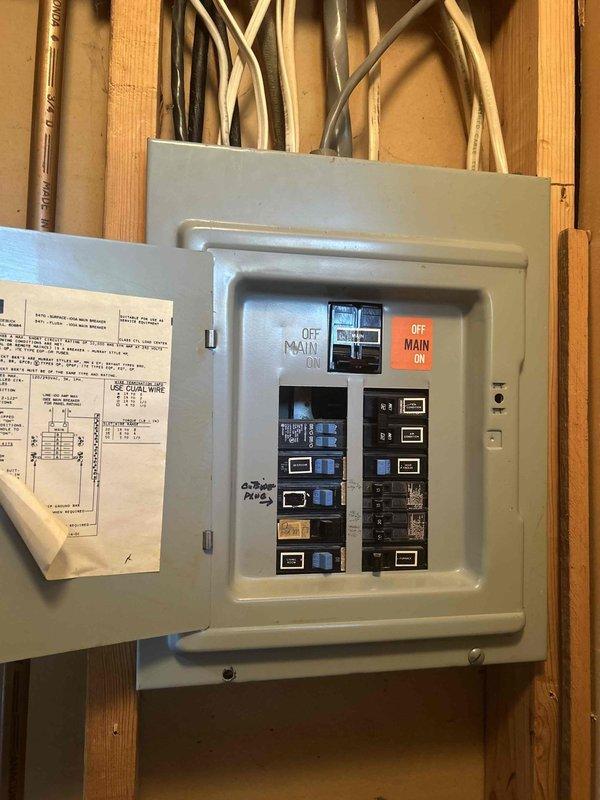 Responded to no power call at residential property. Upon arrival, instructed owner to reset main breaker and all individual circuit breakers in the electrical panel. Inspected main distribution panel and verified all breakers were properly reset to the ON position. Documented panel condition with photographs showing breaker configuration and posted operational notes. Power was successfully restored to the property following breaker reset procedure.