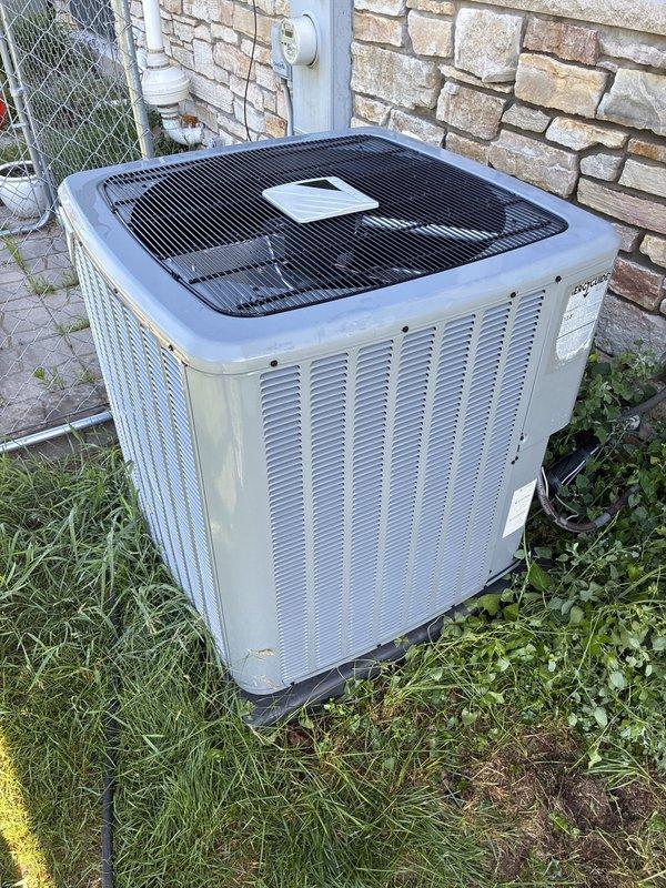 Completed annual air conditioning tune-up and preventive maintenance inspection on outdoor condenser unit. Replaced dirty 20x25x4 air filter and performed comprehensive system diagnostics including temperature and pressure readings. All components operating within normal parameters; unit in good working condition with no issues identified at time of service.