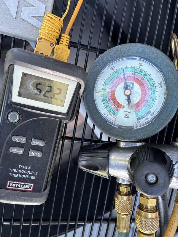 Completed annual air conditioning tune-up and preventive maintenance inspection on outdoor condenser unit. Replaced dirty 20x25x4 air filter and performed comprehensive system diagnostics including temperature and pressure readings. All components operating within normal parameters; unit in good working condition with no issues identified at time of service.