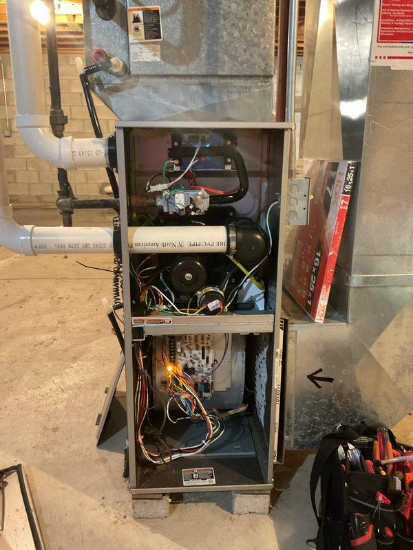 Completed comprehensive tune-up service on four HVAC units including two furnaces and two air conditioning systems, along with whole-home dehumidifier and humidifier maintenance. Replaced air filters throughout the system: two 20x25x4 filters and two 16x25x1 filters. Performed thorough inspections of all internal components including blower assemblies, burner mechanisms, gas valves, control boards, electrical connections, and ductwork connections. All units tested and confirmed to be operating properly and ready for their respective heating and cooling seasons.