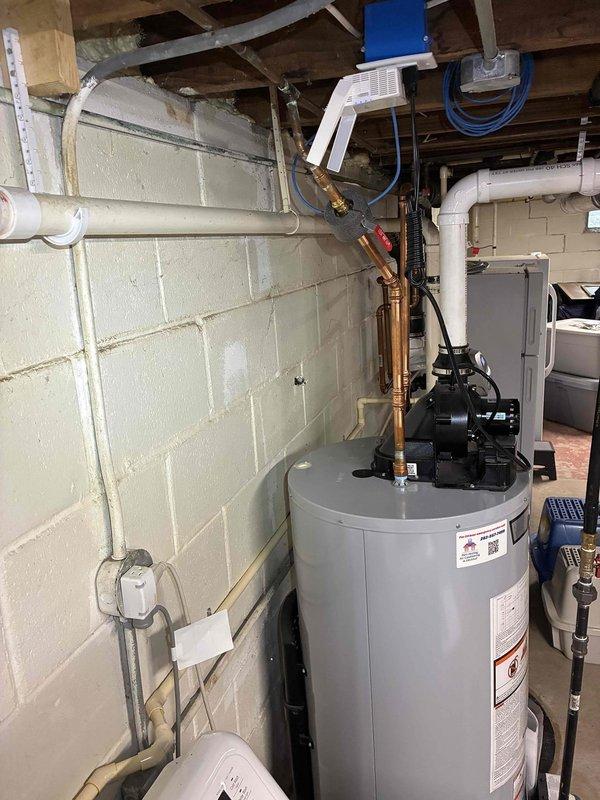 Replaced anode rod on A.O. Smith ProLine XE water heater. Removed old corroded anode rod and installed new replacement rod from inventory to restore corrosion protection and extend tank life. Verified proper installation and system operation upon completion.