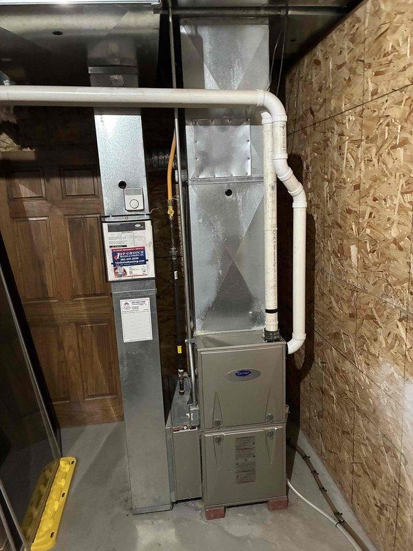 Removed malfunctioning Nest thermostat and replaced with basic programmable thermostat per customer request. Completed comprehensive tune-up service on Carrier furnace system, including filter inspection, blower motor cleaning, and system performance verification as part of new customer special promotion.