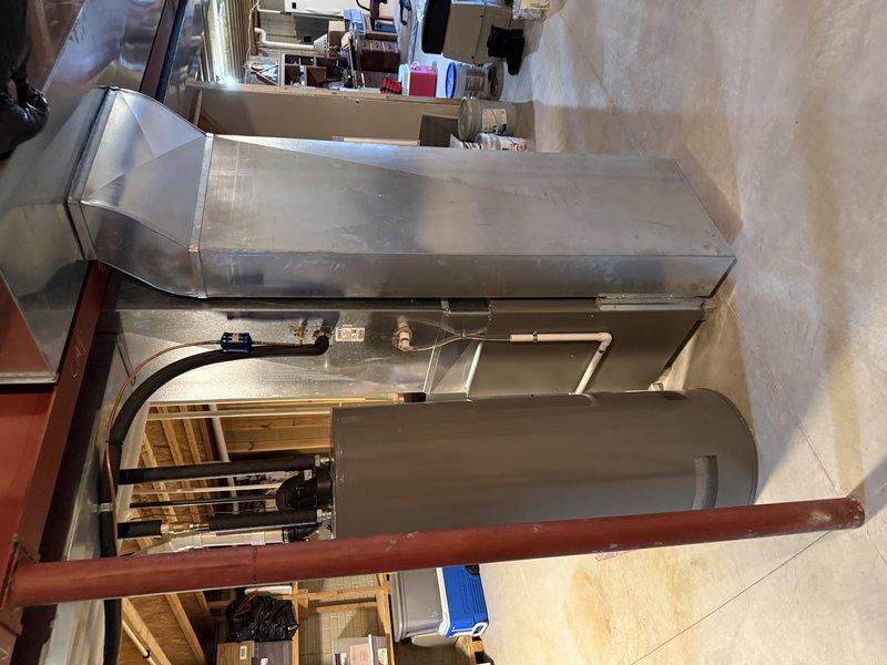 Installed a new furnace with a "C" width supply plenum, reusing the existing return drop and 1" filter cabinet. Replaced approximately 30 ft of 3" cellular core PVC piping, and supplied the unit from a 15-amp breaker in the existing Cutler Hammer panel. System was connected, verified for proper operation, and left clean and functional.