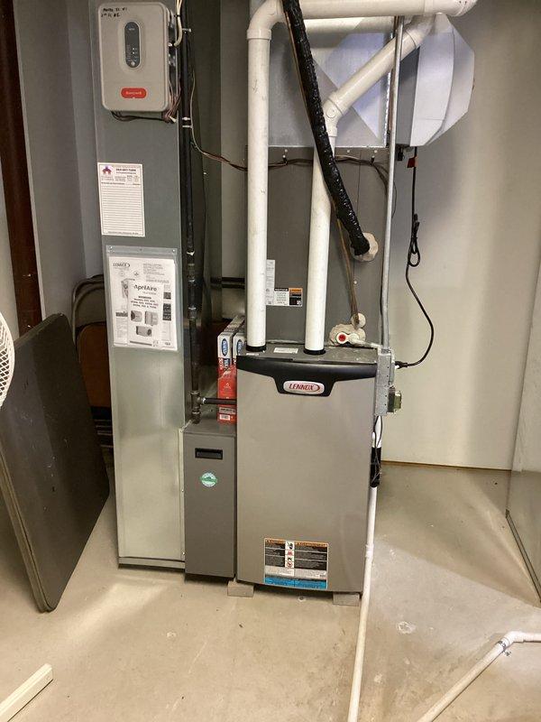 Performed a full boiler deep clean, removing the exhaust assembly, gas valve, and gas piping to brush and flush the heat exchanger. Installed a new igniter, flame sensor, and all new gaskets, then reassembled and performed a combustion analysis, adjusting the burners to restore full system capacity and efficiency. Also completed cleaning and inspection of two furnaces and verified the energy recovery ventilator and both humidifiers are operating as intended.