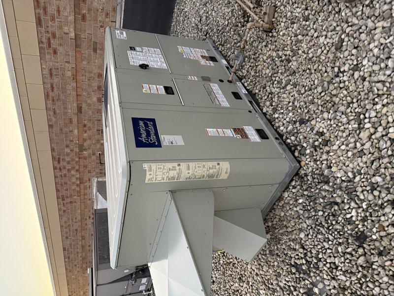 Responded to a no-heat call on an American Standard commercial rooftop unit and diagnosed a failed control circuit board as the cause. Replaced the defective board with a new one, restoring normal heating operation.