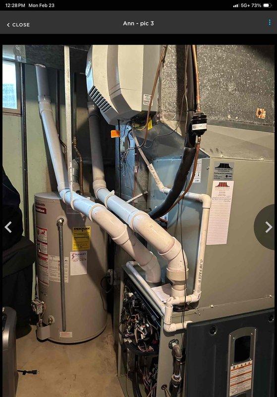 Successfully installed a Navien tankless water heater in the utility room, replacing the previous tank-style unit. Reconfigured existing PVC ventilation pipes to accommodate the new unit and optimize the layout. Connected all necessary copper and PVC supply lines according to manufacturer specifications, ensuring proper function and compliance with installation requirements.