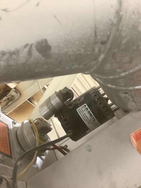 Successfully replaced inducer assembly and fan blade on hanging heater #9 as scheduled. Removed damaged three-blade fan assembly and installed new component, ensuring proper connection of electrical wiring to motor. System tested and verified for proper operation after repair completion.