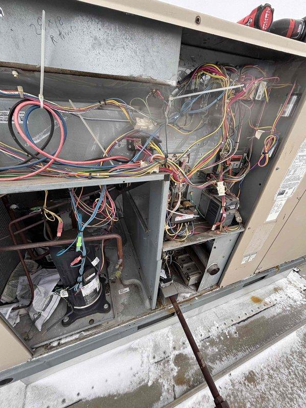 Responded to commercial no heat call where RTU was not maintaining proper temperature (55°F in space). Upon inspection, found inducer motor had failed and was preventing proper ignition sequence. Replaced inducer motor assembly, verified proper ignition cycle, and confirmed heat operation with multiple test cycles. Unit now properly maintaining temperature.