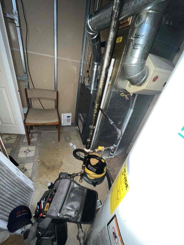 Performed diagnostic assessment on heating system after client reported burning odor. Inspection revealed a failing blower motor that was overheating. Provided comprehensive replacement estimate for new furnace, with detailed documentation of the current installation including ductwork configuration, condensate drainage system, and existing mechanical components to ensure proper equipment specification.