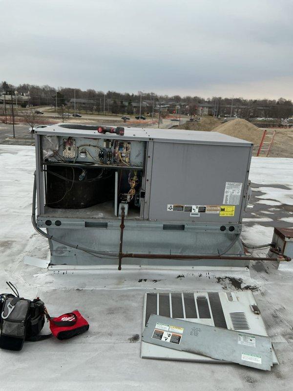 Completed comprehensive BFMA tune-up service on two commercial rooftop units aged 15 and 12 years. Performed full system inspection, tested all electrical components and controls, verified refrigerant levels and pressures, cleaned condenser coils, checked all mechanical connections, and ensured both RTUs were operating within manufacturer specifications. All access panels were secured and units left in proper working condition.