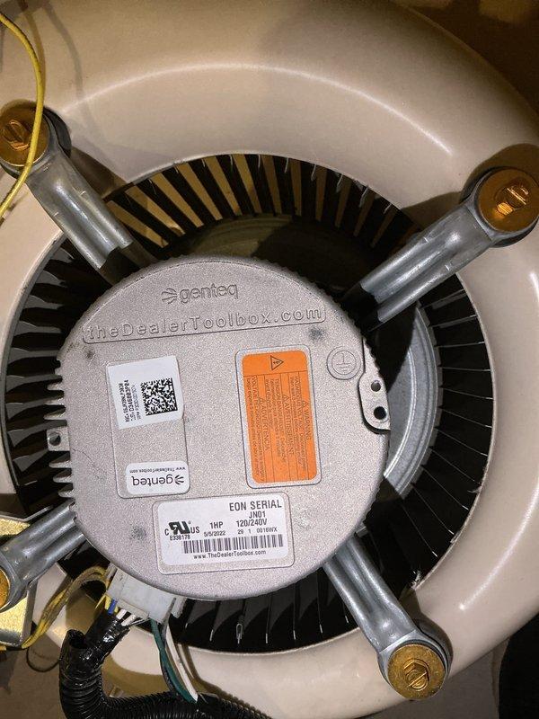 Replaced failed variable speed blower motor in Trane furnace with new Genteq ECM motor under manufacturer's warranty coverage. Motor was retrieved from distributor and installed with proper mounting and electrical connections verified for optimal system operation.