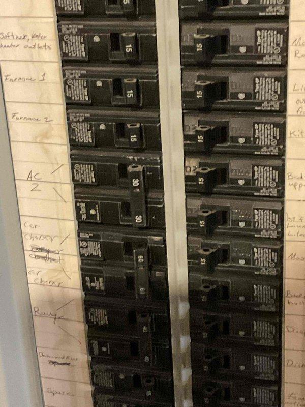 Conducted comprehensive site evaluation for full HVAC system replacement serving first floor. Documented existing dual-furnace configuration in mechanical room, including current electrical distribution panel with dedicated circuits for Furnace 1, Furnace 2, AC unit, water heater, and associated outlets. Assessed existing ductwork infrastructure, PVC venting system, and equipment placement to develop accurate replacement proposal for aging HVAC equipment.