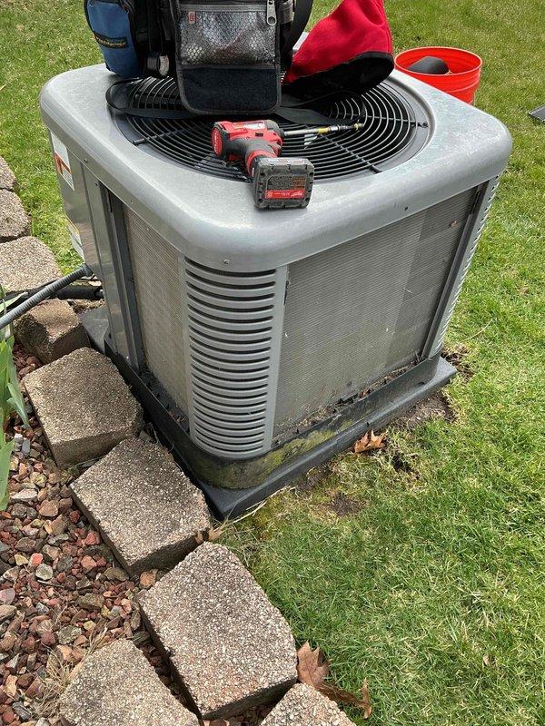 Completed comprehensive BFMA tune-up on 9+ year old residential air conditioning system during afternoon service window. Performed electrical diagnostics using digital multimeter to measure voltage, amperage, and capacitance on outdoor condensing unit, verifying proper operation of compressor circuit and run capacitor. Conducted full system inspection including visual assessment of electrical connections, refrigerant lines, and overall unit condition to ensure safe and efficient operation for the cooling season.