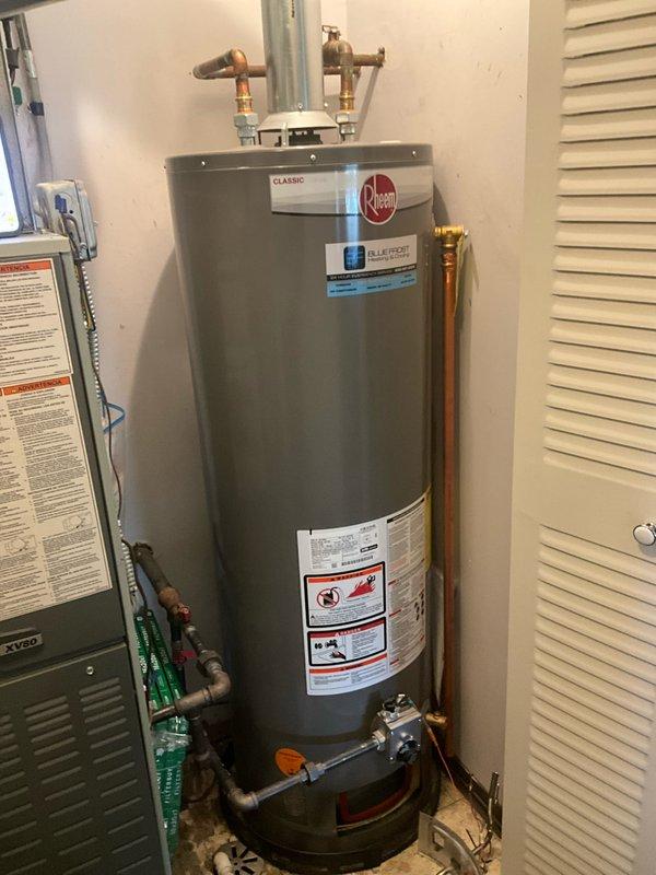 Completed comprehensive BFMA tune-up service on 4-year-old residential HVAC system and water heater unit. Performed full inspection and maintenance on Rheem Classic water heater, verifying proper operation of gas connections, copper supply lines, brass valves, and TPR valve functionality. Inspected and serviced air conditioning system, replaced HVAC air filters with new Filterbuy pleated filters, checked refrigerant levels, and verified proper airflow through the system. All equipment operating within manufacturer specifications with no issues identified.