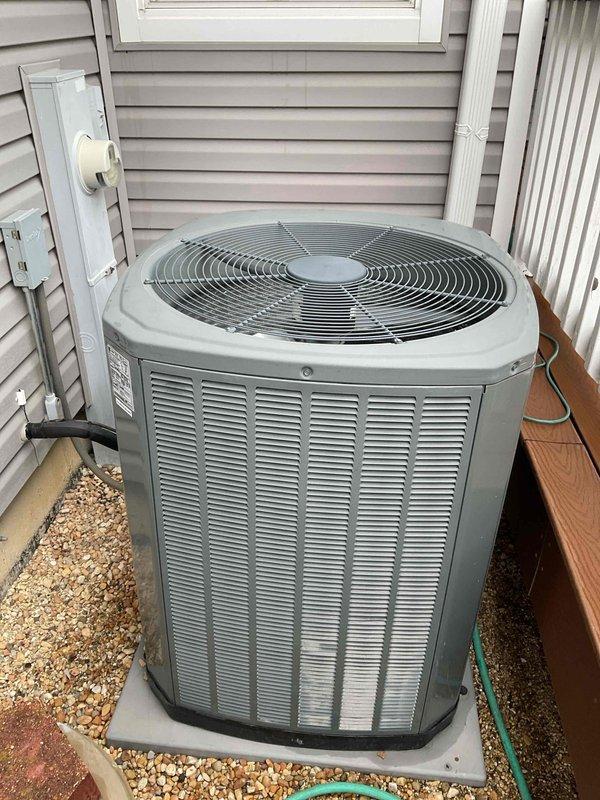 Completed comprehensive BFMA tune-up service on 11-year-old residential HVAC system, including air conditioning maintenance and filter replacement. Upon inspection, discovered evaporator coils with significant frost and ice accumulation, indicating potential airflow restriction, refrigerant issue, or system malfunction requiring further diagnostic evaluation. Performed standard preventive maintenance procedures on outdoor condenser unit, replaced air filter, and documented system conditions with photographic evidence for follow-up assessment.