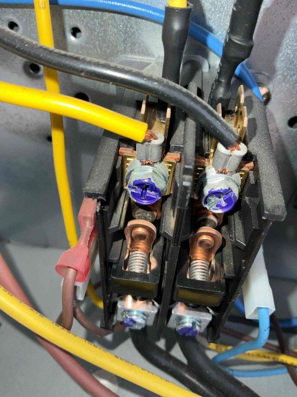Completed comprehensive BFMA tune-up service on four rooftop units at commercial facility, including full system inspections, filter replacements, and electrical connection assessments. All four RTU filters were changed out, with significant debris accumulation noted on condenser grilles requiring attention. Inspected electrical components including contactors, terminal blocks, and wiring connections to ensure proper operation and safety compliance across all units.