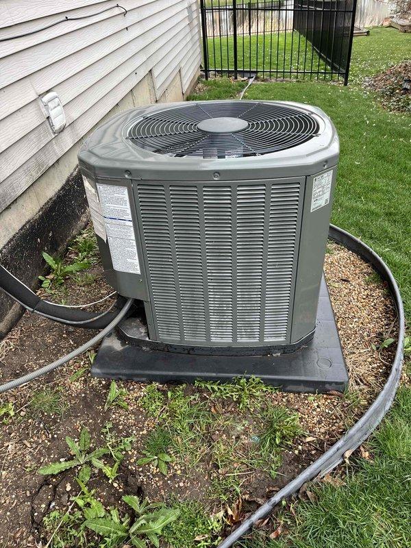 Performed comprehensive BFMA tune-up on residential air conditioning system aged 3+ years. Completed full system inspection of outdoor condenser unit, verified proper operation of compressor and fan motor, inspected condenser coil fins for cleanliness and airflow efficiency, and documented equipment condition with photographic records. All components found operating within normal parameters with no immediate repairs required.