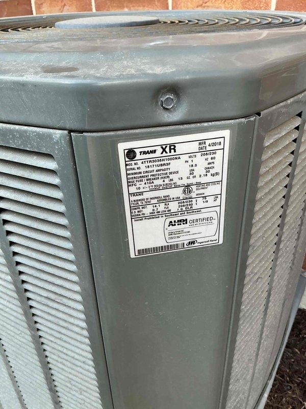 Completed comprehensive BFMA tune-up on 7-year-old Trane XR commercial air conditioning system. Performed full system diagnostics including electrical measurements with digital multimeter, inspected dual-run capacitor and associated wiring connections, verified proper component operation, and documented equipment condition with photographic records. All components found operating within manufacturer specifications with no immediate service needs identified.