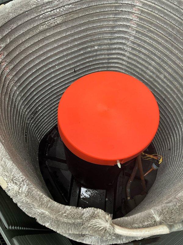 Installed compressor sound blanket jacket on HVAC unit using part from truck inventory. Secured insulated jacket around compressor assembly to reduce operational noise levels and improve system acoustics. Installation completed and unit tested for proper operation.